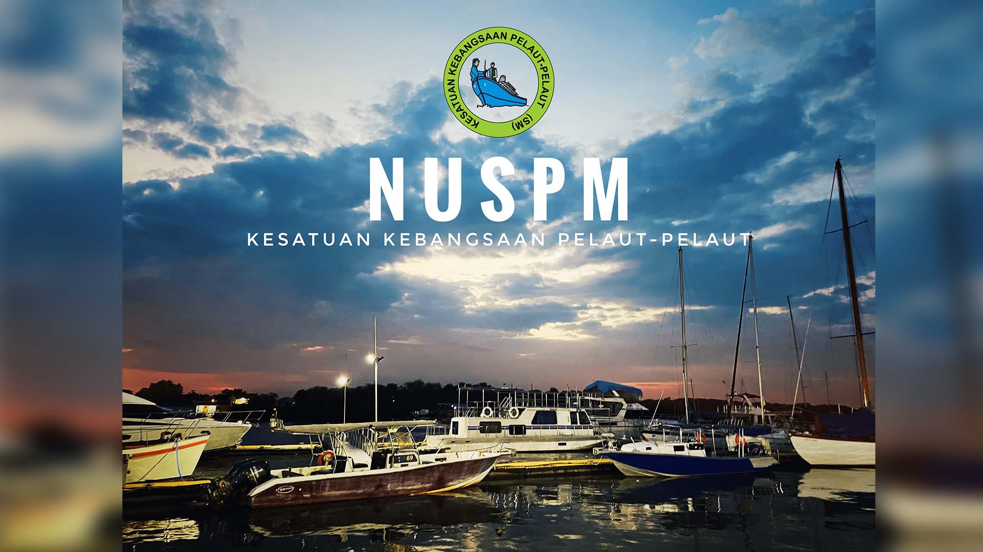Original NUSPM marina poster with the union emblem and name