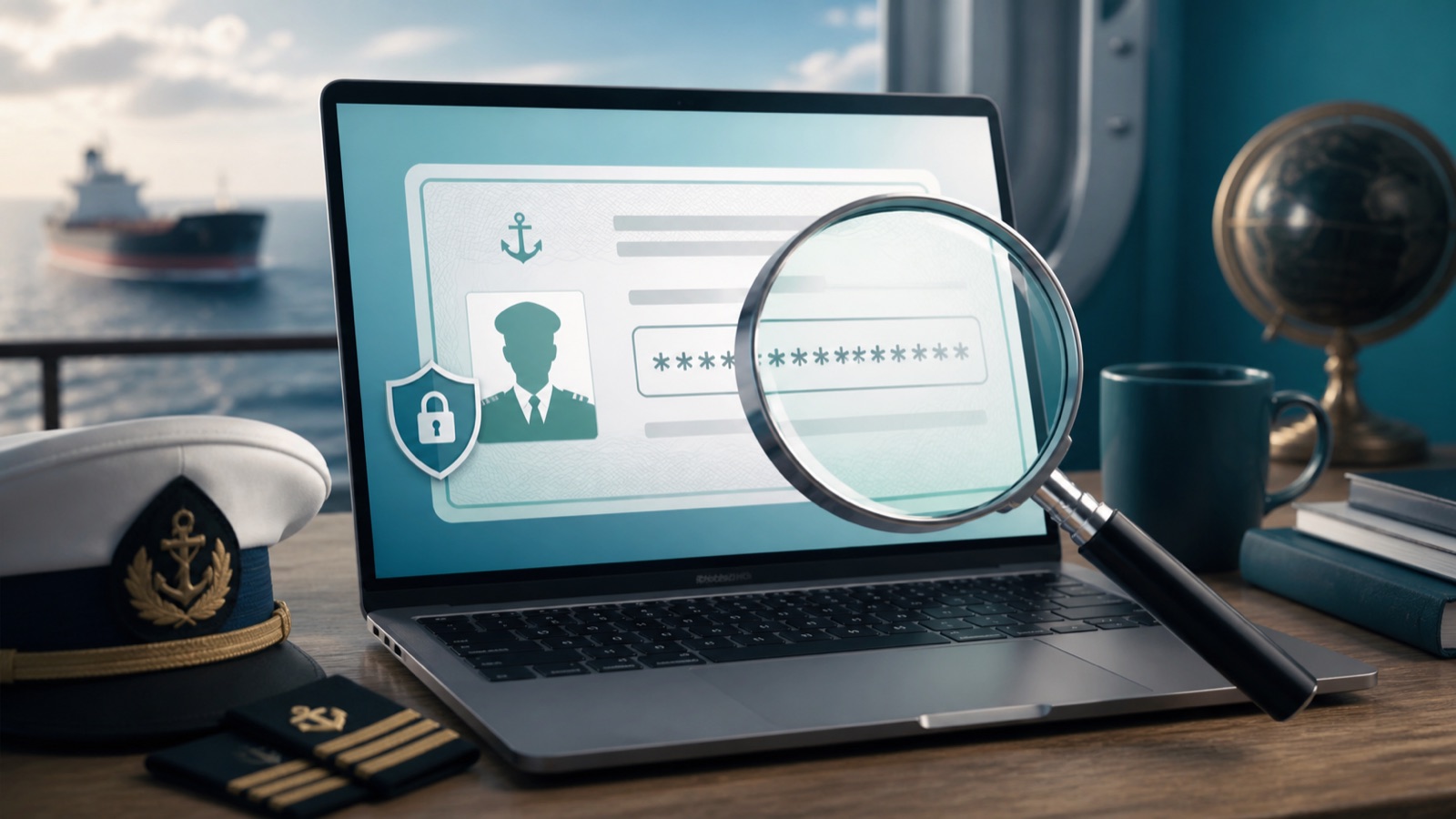 An anonymised Malaysian seafarer certificate being checked through an official online verification service.