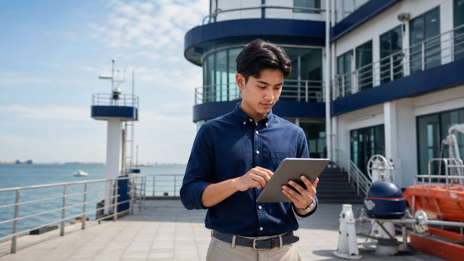 A Malaysian maritime cadet checking provider approval and course details before enrolling.