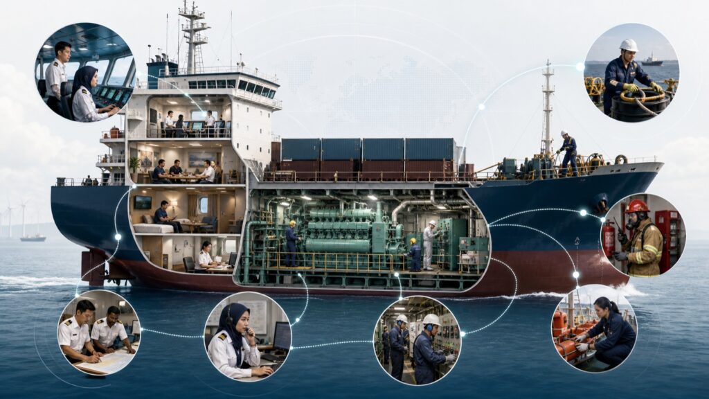 Shipboard role map illustrating that safe manning depends on both crew numbers and competence.
