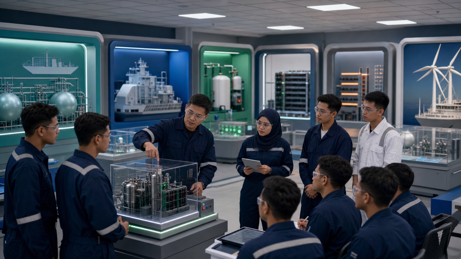 Seafarers receiving structured training for emerging ship fuels and technologies.